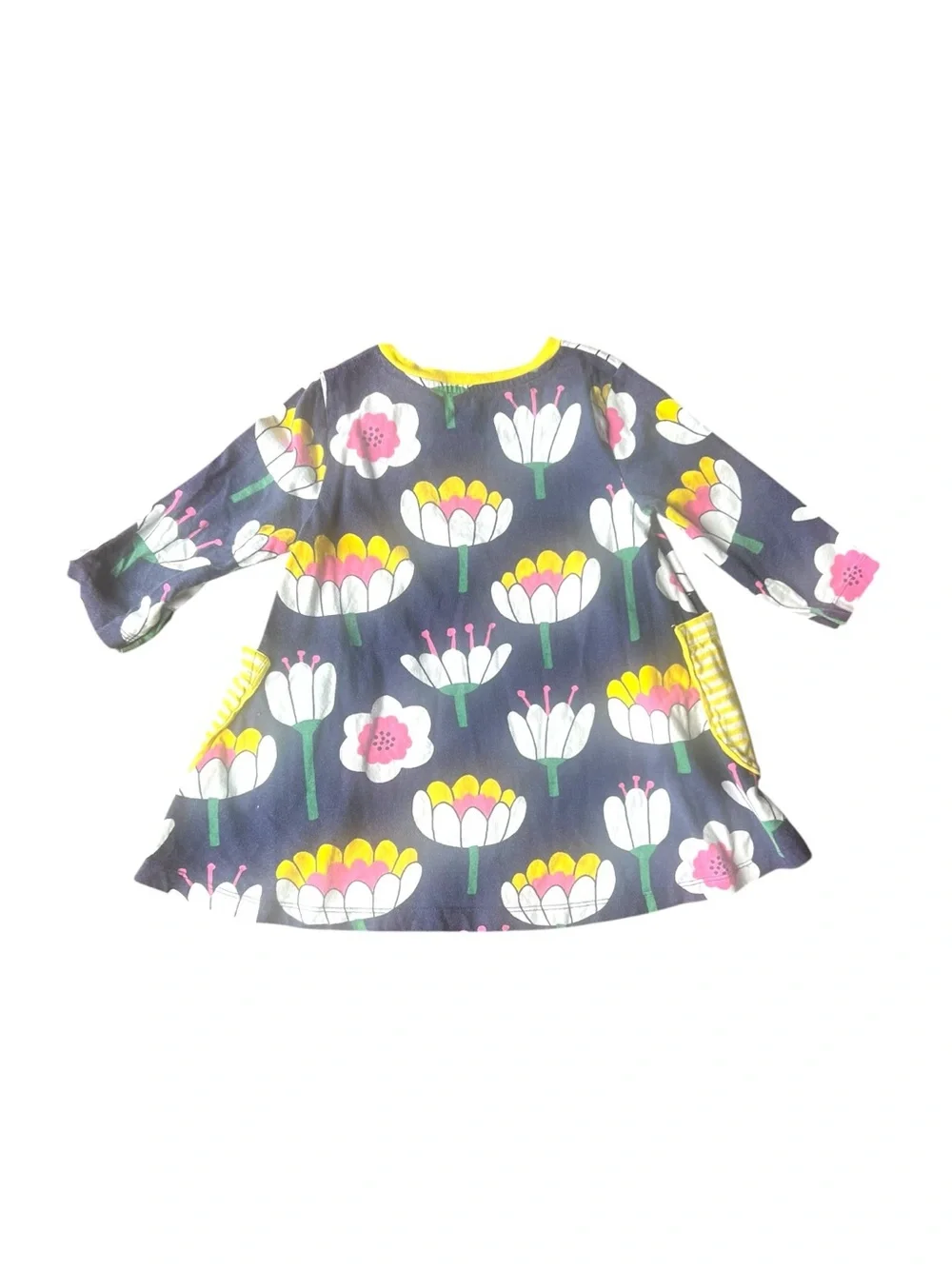 Mini Boden Floral Tunic Dress Size 5-6Y 100% Cotton Pockets Colorful Print